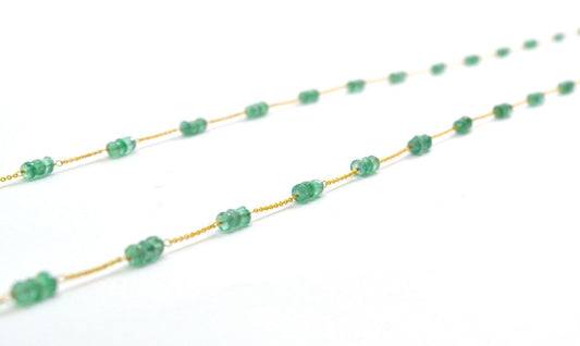 Beautiful 18k Solid Gold Necklace With Natural Emerald  Stone in 3mm Size - SGGRC-057 - view 3