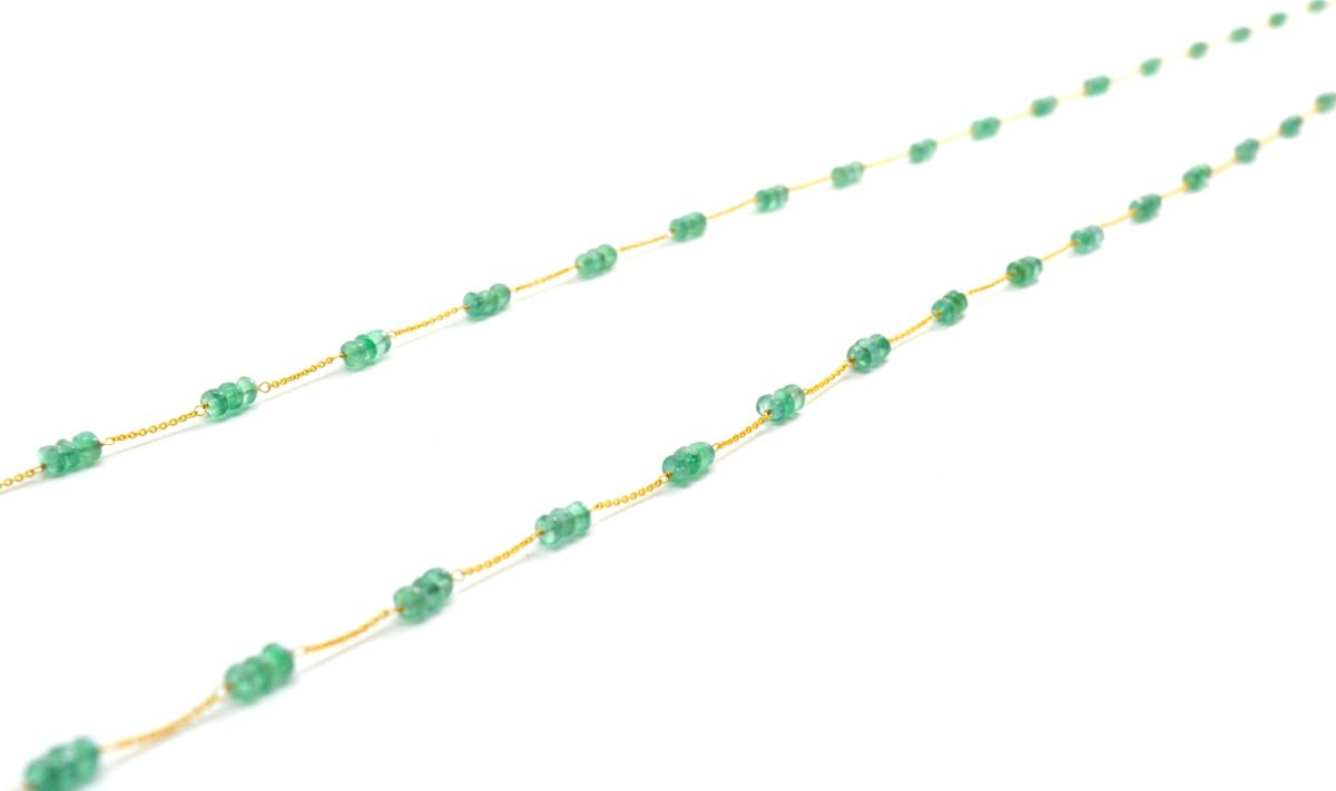 Beautiful 18k Solid Gold Necklace With Natural Emerald  Stone in 3mm Size - SGGRC-057