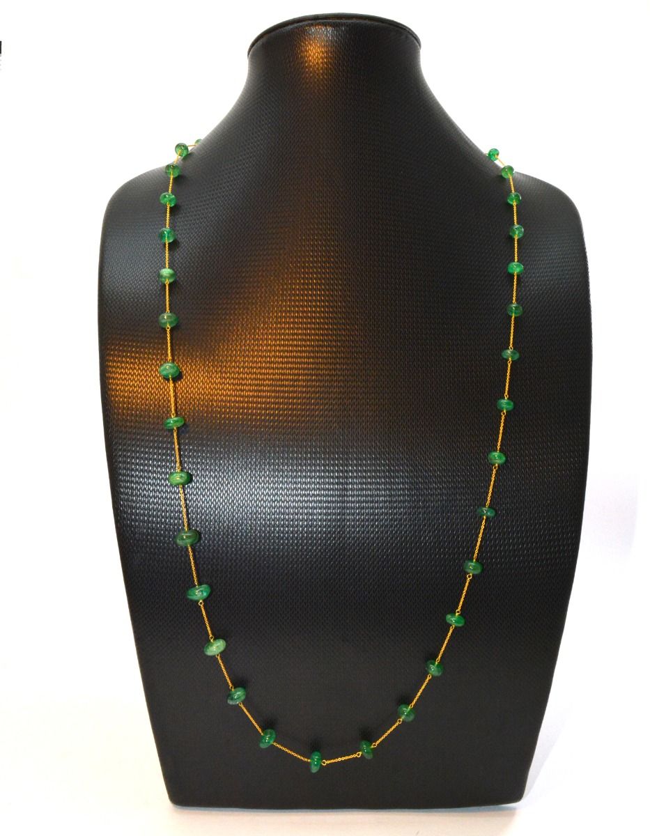 Splendid 18k Solid Gold Necklace in 5.60- 9mm - Emerald Stone - SGGRC-058