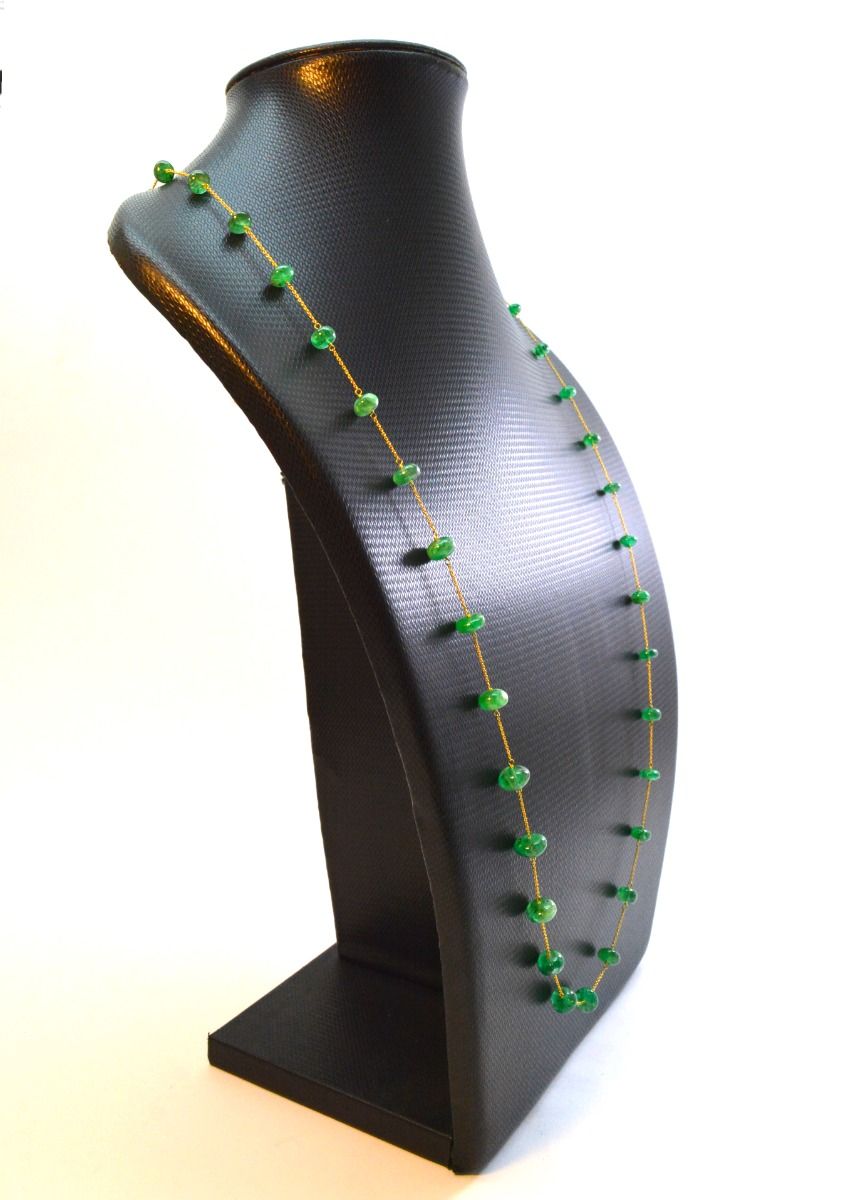 Splendid 18k Solid Gold Necklace in 5.60- 9mm - Emerald Stone - SGGRC-058