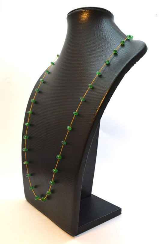 Splendid 18k Solid Gold Necklace in 5.60- 9mm - Emerald Stone - SGGRC-058