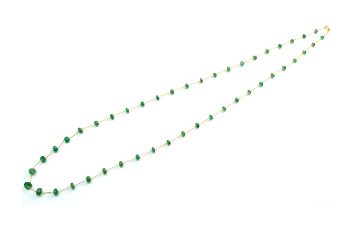 Splendid 18k Solid Gold Necklace in 5.60- 9mm - Emerald Stone - SGGRC-058