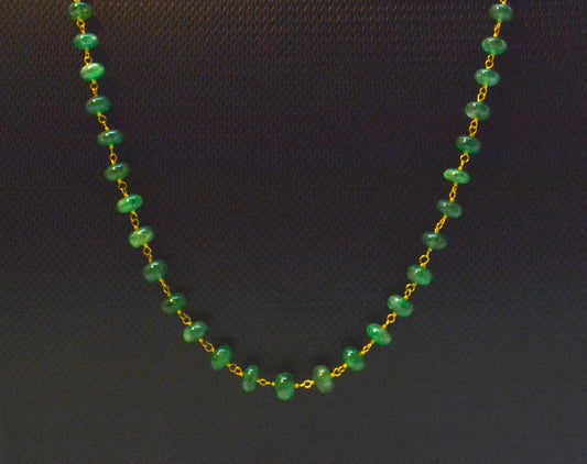 Amazingly  18k Solid Gold Necklace With Natural Emerald Stone - 4-6 mm Size - SGGRC-060 - view 3