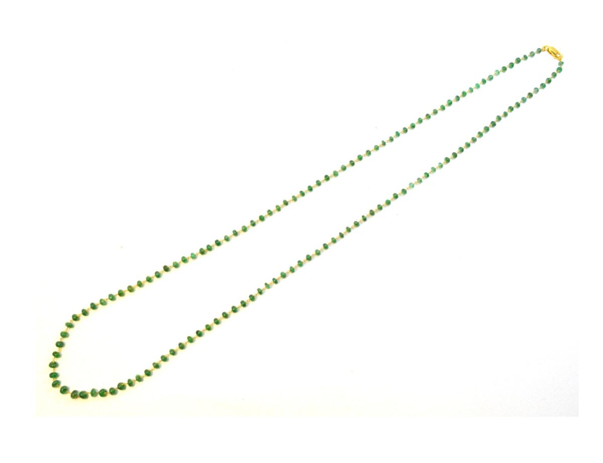 Amazingly  18k Solid Gold Necklace With Natural Emerald Stone - 4-6 mm Size - SGGRC-060