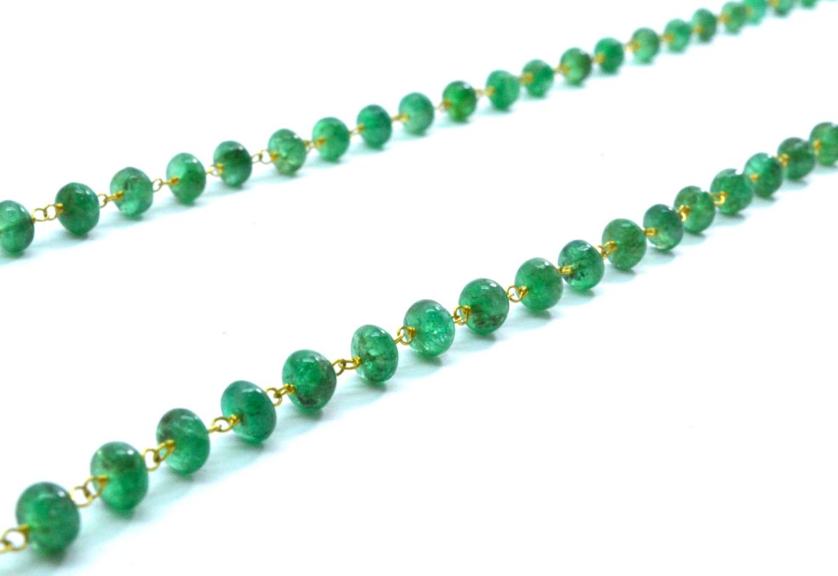 Amazingly  18k Solid Gold Necklace With Natural Emerald Stone - 4-6 mm Size - SGGRC-060