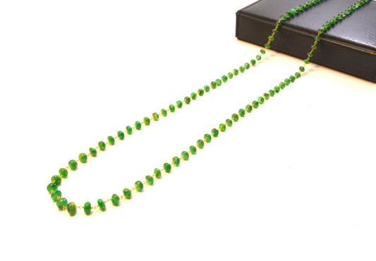 Amazingly  18k Solid Gold Necklace With Natural Emerald Stone - 4-6 mm Size - SGGRC-060