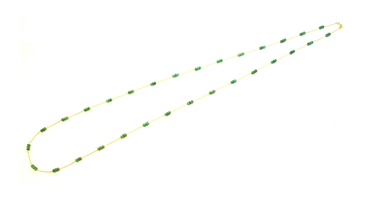 Ravishing  18k Solid Gold Necklace in  Natural Emerald Stone - 4 mm Size - SGGRC-063