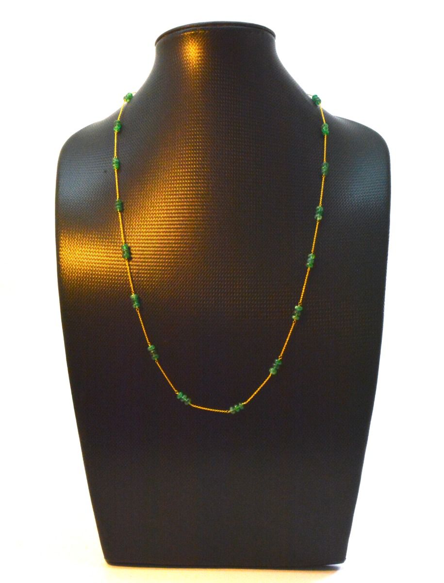 18k Solid Gold Necklace in 4.50 mm Size With Emerald Stone - SGGRC-065