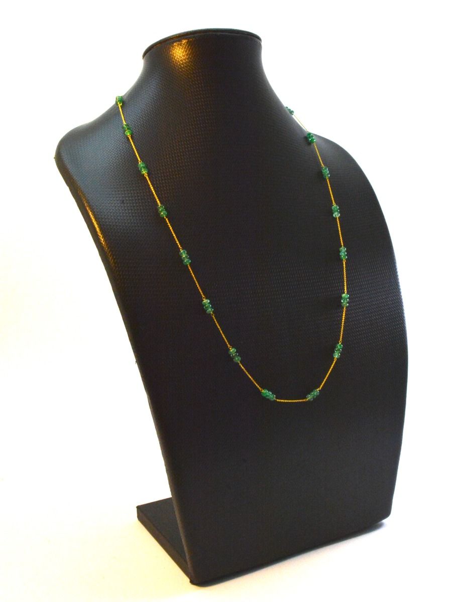 18k Solid Gold Necklace in 4.50 mm Size With Emerald Stone - SGGRC-065