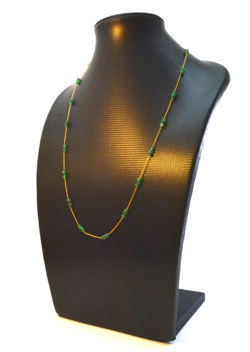 18k Solid Gold Necklace in 4.50 mm Size With Emerald Stone - SGGRC-065