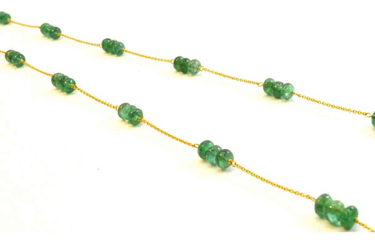 18k Solid Gold Necklace in 4.50 mm Size With Emerald Stone - SGGRC-065