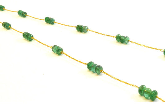 18k Solid Gold Necklace in 4.50 mm Size With Emerald Stone - SGGRC-065