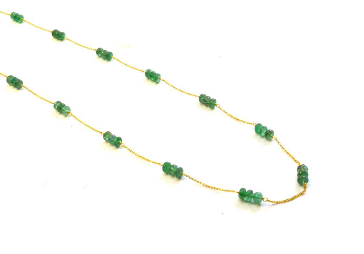 18k Solid Gold Necklace in 4.50 mm Size With Emerald Stone - SGGRC-065