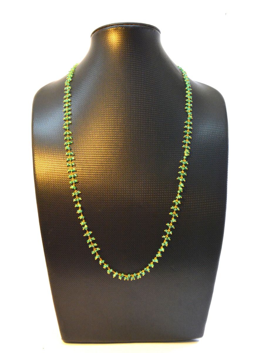 18k Solid Gold Necklace With Natural Emerald Stone - 2.50mm  Size - SGGRC-066