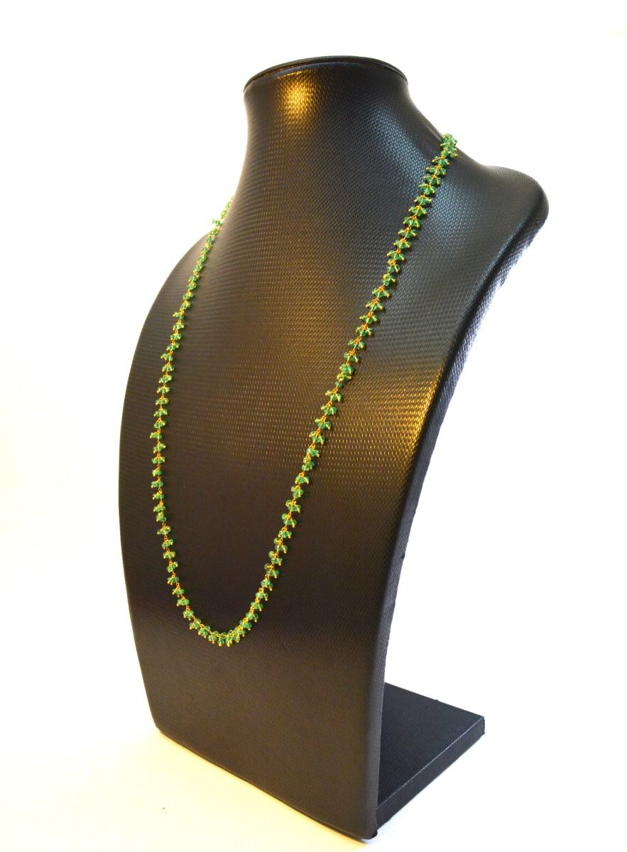 18k Solid Gold Necklace With Natural Emerald Stone - 2.50mm  Size - SGGRC-066