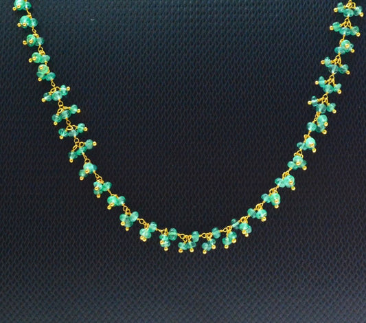 18k Solid Gold Necklace With Natural Emerald Stone - 2.50mm  Size - SGGRC-066 - view 3