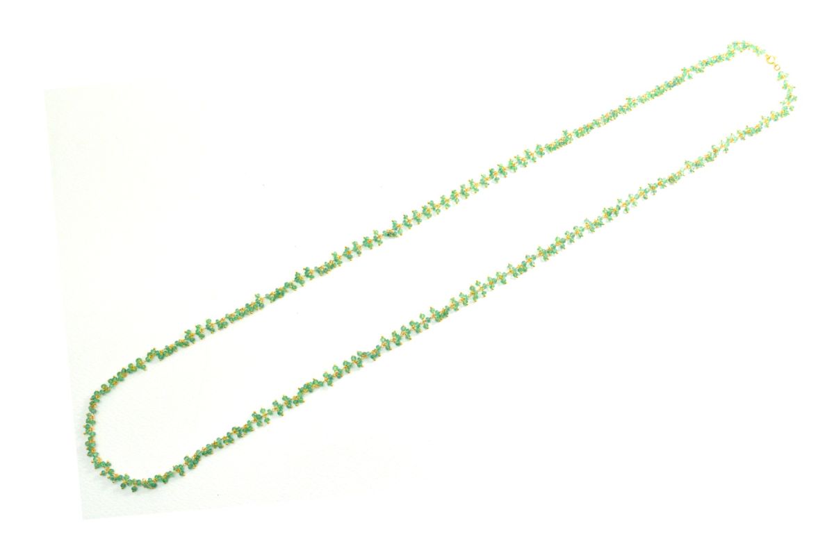 18k Solid Gold Necklace With Natural Emerald Stone - 2.50mm  Size - SGGRC-066