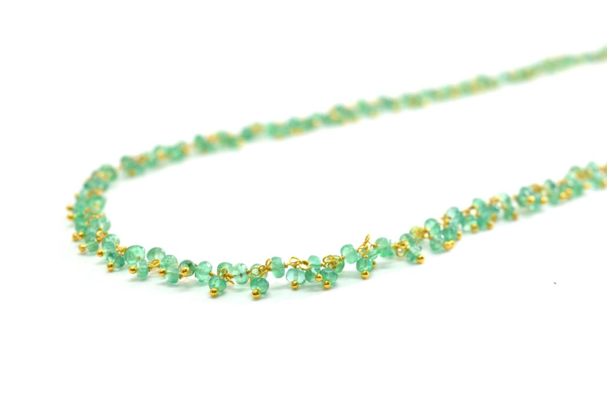 18k Solid Gold Necklace With Natural Emerald Stone - 2.50mm  Size - SGGRC-066