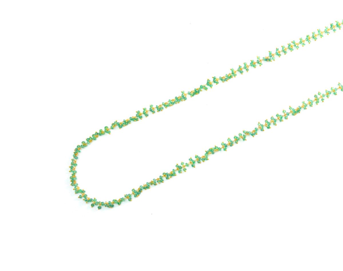 18k Solid Gold Necklace With Natural Emerald Stone - 2.50mm  Size - SGGRC-066