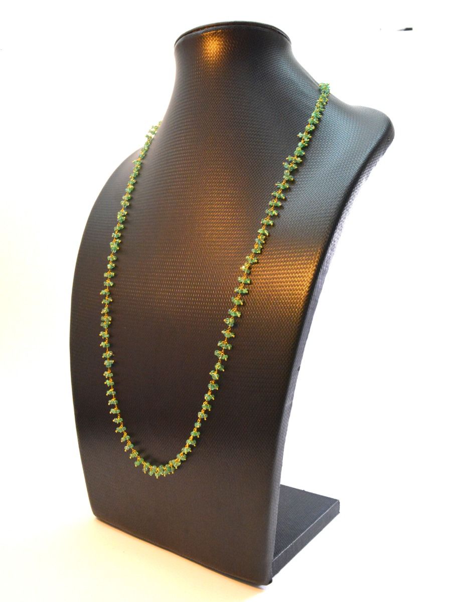 Beautiful 18k Solid Gold Necklace Studded With Emerald Stone , 3mm  - SGGRC-067