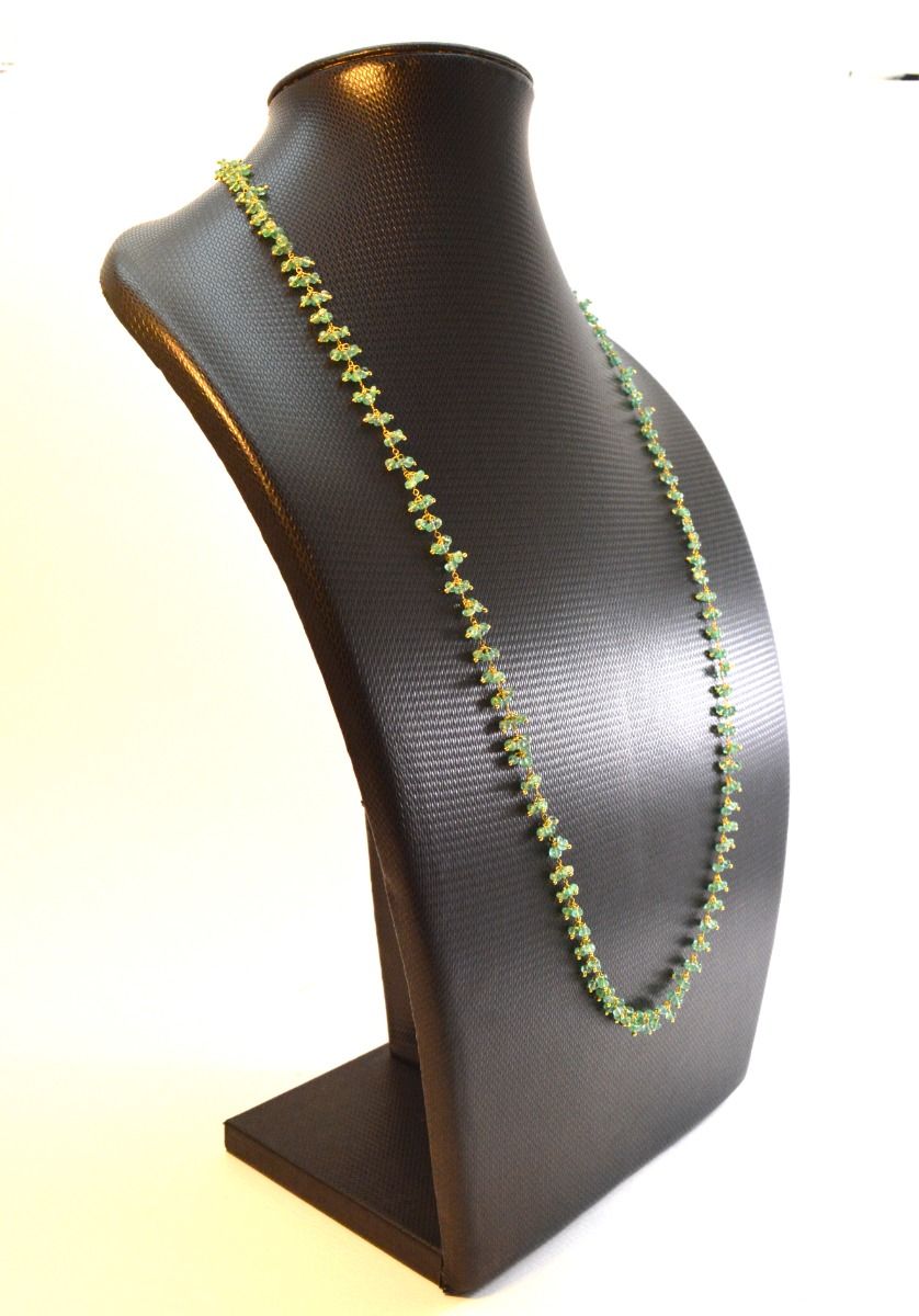 Beautiful 18k Solid Gold Necklace Studded With Emerald Stone , 3mm  - SGGRC-067