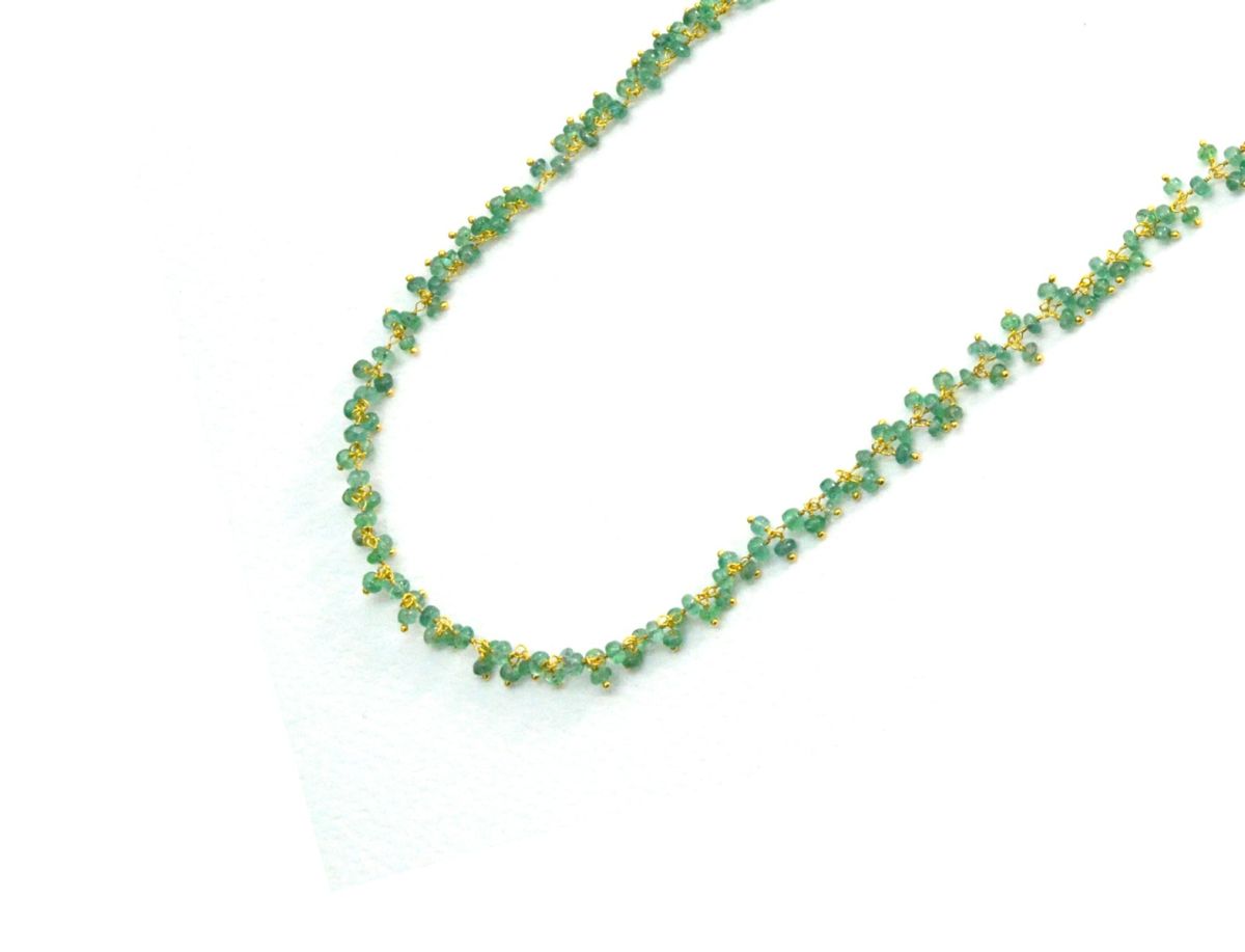 Beautiful 18k Solid Gold Necklace Studded With Emerald Stone , 3mm  - SGGRC-067