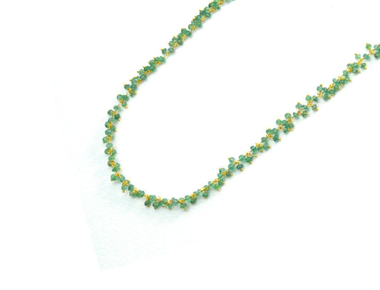 Beautiful 18k Solid Gold Necklace Studded With Emerald Stone , 3mm  - SGGRC-067