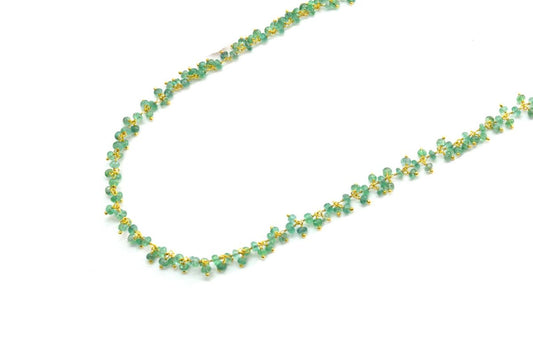 Beautiful 18k Solid Gold Necklace Studded With Emerald Stone , 3mm  - SGGRC-067 - view 3