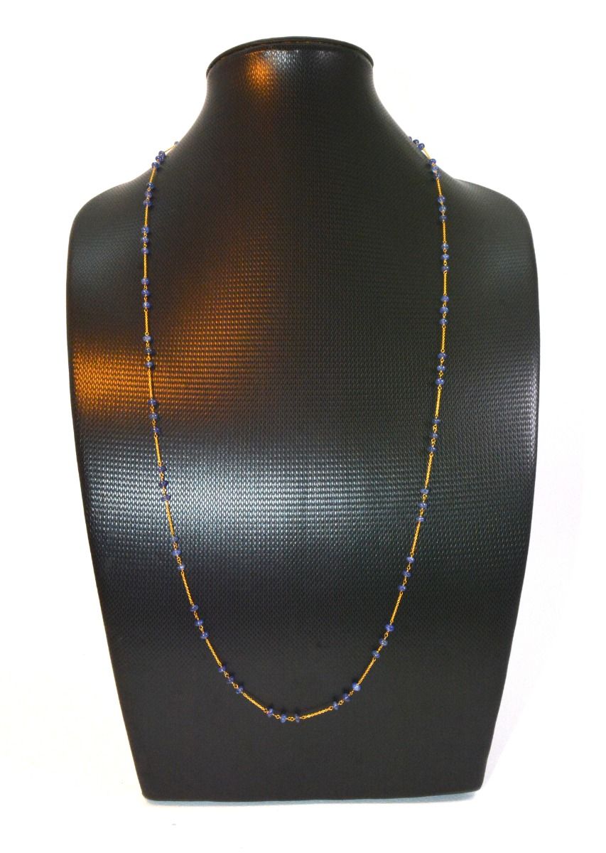 Amazingly  18k Solid Gold Necklace With Natural Sapphire Stone - 3.50mm Size - SGGRC-071