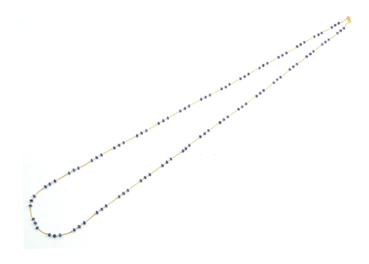 Amazingly  18k Solid Gold Necklace With Natural Sapphire Stone - 3.50mm Size - SGGRC-071