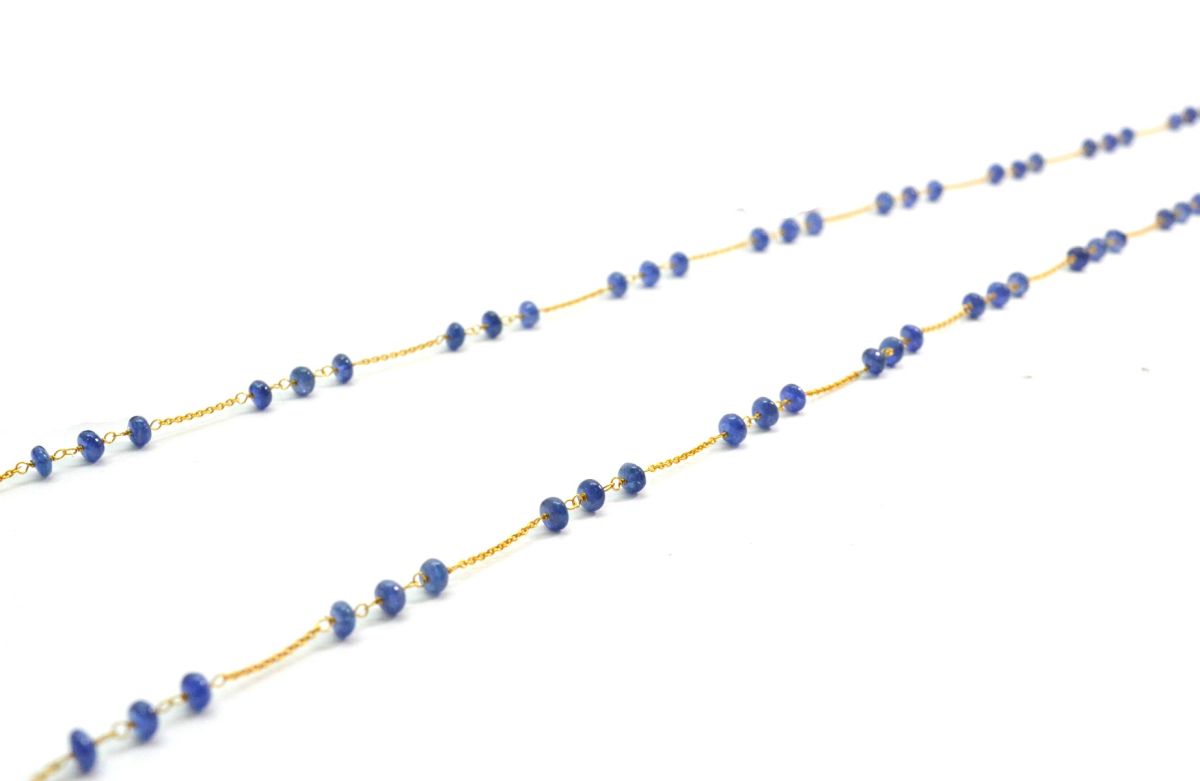 Amazingly  18k Solid Gold Necklace With Natural Sapphire Stone - 3.50mm Size - SGGRC-071