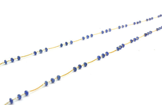 Amazingly  18k Solid Gold Necklace With Natural Sapphire Stone - 3.50mm Size - SGGRC-071 - view 3
