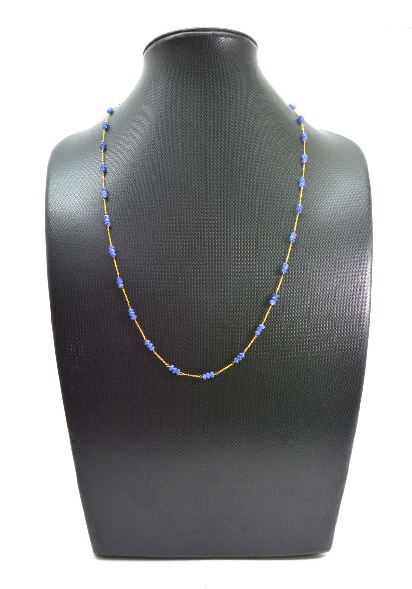 Stunning  18k Solid Gold Necklace in 3.50mm - Natural Sapphire Stone  - SGGRC-072