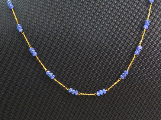 Stunning  18k Solid Gold Necklace in 3.50mm - Natural Sapphire Stone  - SGGRC-072 - view 3