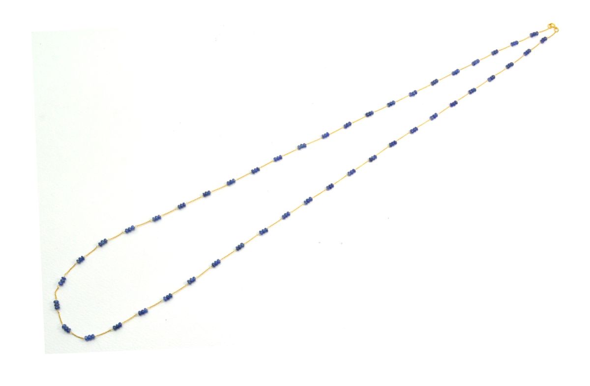 Stunning  18k Solid Gold Necklace in 3.50mm - Natural Sapphire Stone  - SGGRC-072