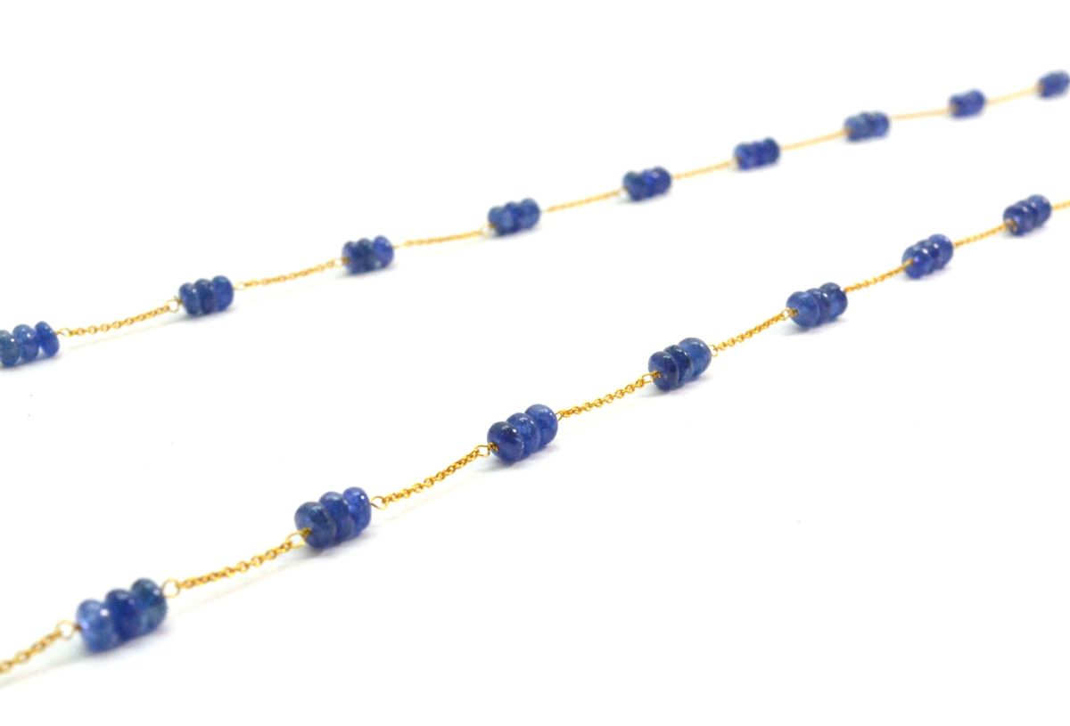 Stunning  18k Solid Gold Necklace in 3.50mm - Natural Sapphire Stone  - SGGRC-072