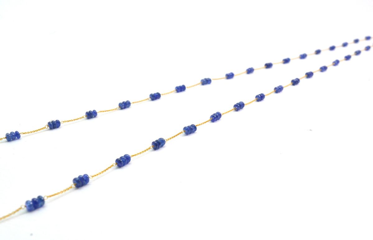 Stunning  18k Solid Gold Necklace in 3.50mm - Natural Sapphire Stone  - SGGRC-072