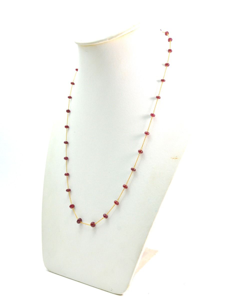 Beautiful 18k Solid Gold Necklace With Natural Ruby Stone - 4-5.50mm Size - SGGRC-075