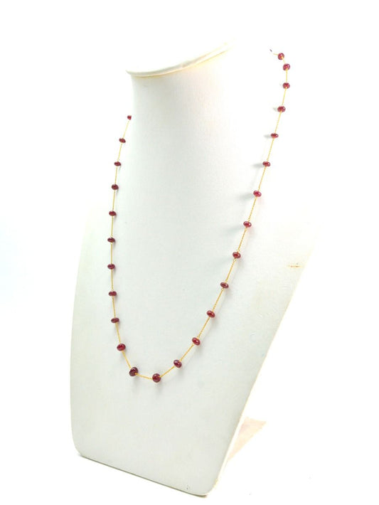 Beautiful 18k Solid Gold Necklace With Natural Ruby Stone - 4-5.50mm Size - SGGRC-075