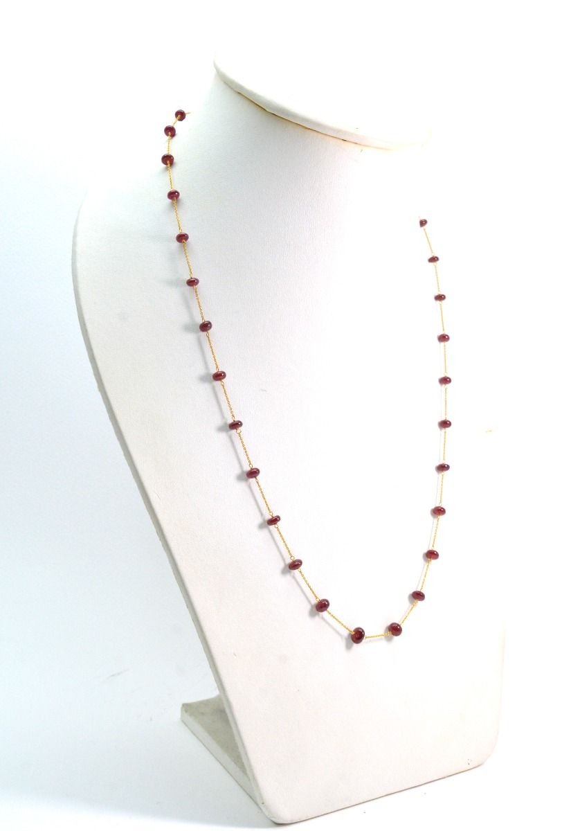 Beautiful 18k Solid Gold Necklace With Natural Ruby Stone - 4-5.50mm Size - SGGRC-075