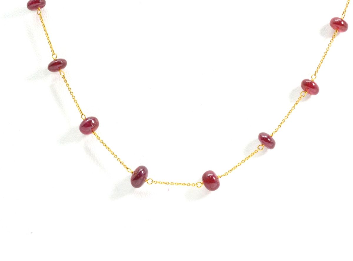 Beautiful 18k Solid Gold Necklace With Natural Ruby Stone - 4-5.50mm Size - SGGRC-075