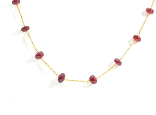 Beautiful 18k Solid Gold Necklace With Natural Ruby Stone - 4-5.50mm Size - SGGRC-075 - view 3