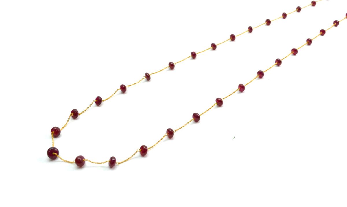 Beautiful 18k Solid Gold Necklace With Natural Ruby Stone - 4-5.50mm Size - SGGRC-075
