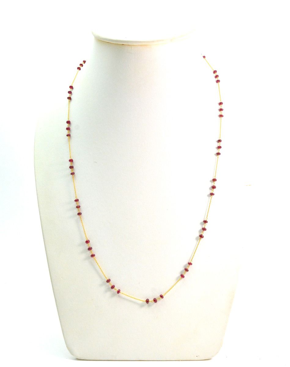 Magnificent  18k Solid Gold Necklace With AAA Quality Ruby Stone,  4mm Size - SGGRC-076
