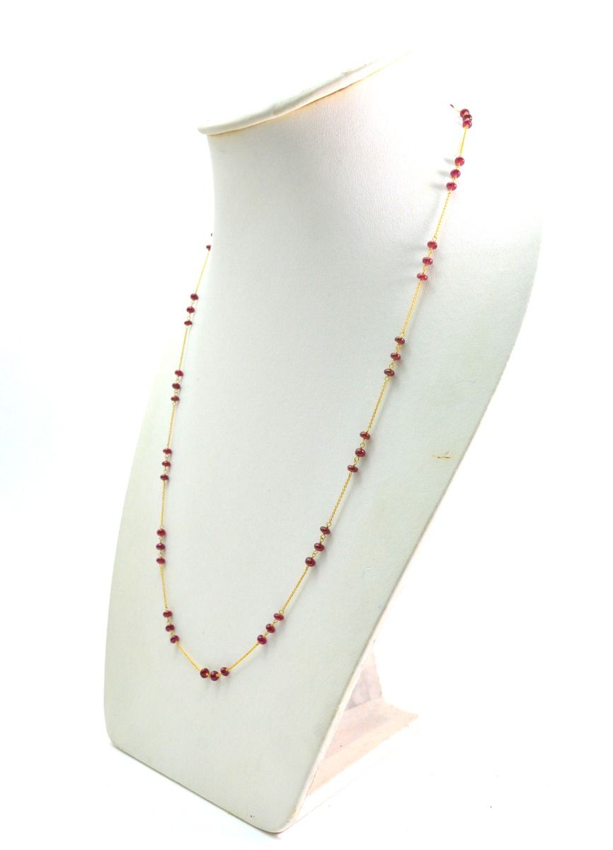 Magnificent  18k Solid Gold Necklace With AAA Quality Ruby Stone,  4mm Size - SGGRC-076