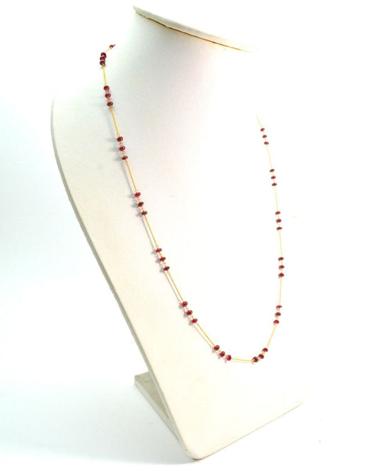 Magnificent  18k Solid Gold Necklace With AAA Quality Ruby Stone,  4mm Size - SGGRC-076