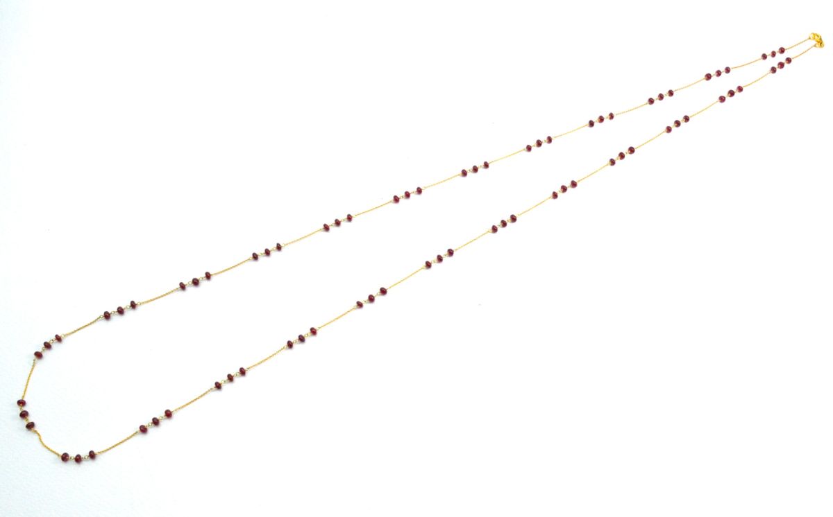 Magnificent  18k Solid Gold Necklace With AAA Quality Ruby Stone,  4mm Size - SGGRC-076