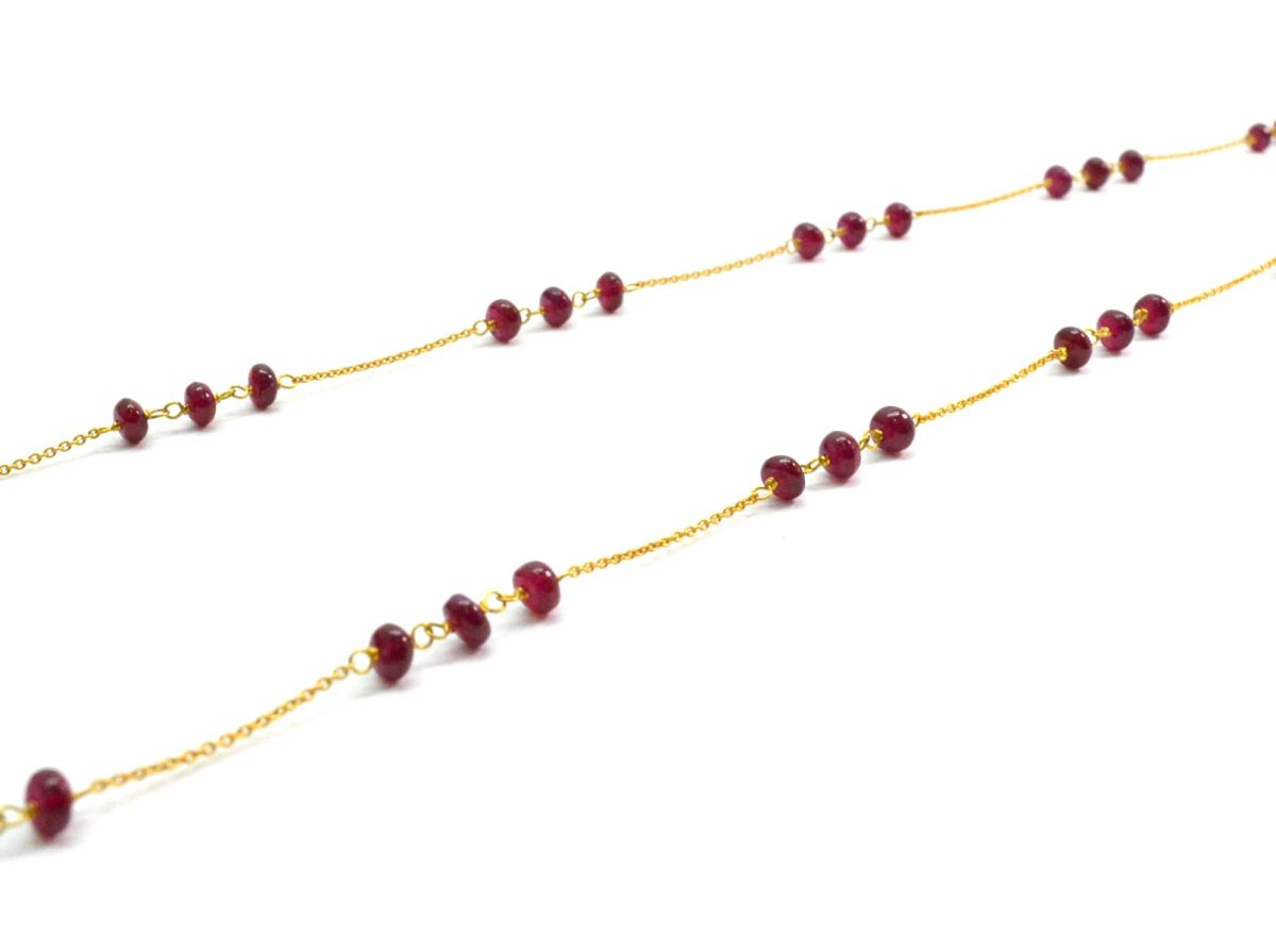 Magnificent  18k Solid Gold Necklace With AAA Quality Ruby Stone,  4mm Size - SGGRC-076