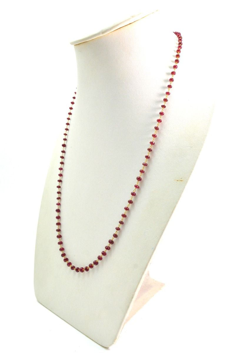 18k Solid Gold Necklace With Natural Ruby Stone, 4-5 mm Size - SGGRC-077