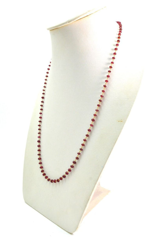 18k Solid Gold Necklace With Natural Ruby Stone, 4-5 mm Size - SGGRC-077